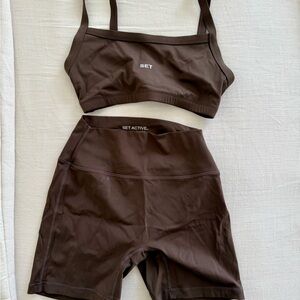 ❌SOLD❌SET Active Brown shorts and Top Set
